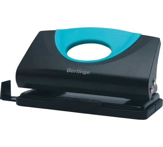 Дырокол BERLINGO Office Soft 10 листов, пластиковый, синий, с линейкой DDp_10162 1