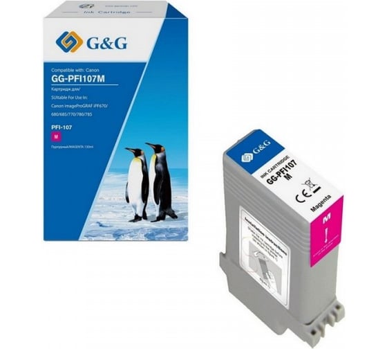 Картридж струйный G&G GG-PFI107M PFI-107 M пурпурный 130 мл для Canon imageProGRAF iPF670/680/685/7 2064674 1