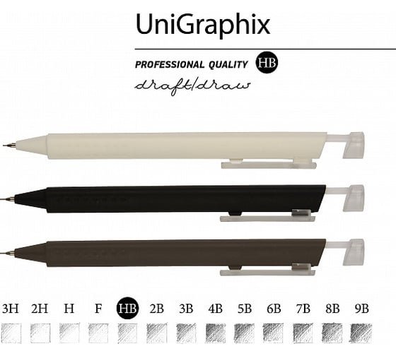 Трехгранный механический карандаш Bruno Visconti UniGraphix 05 мм, твердость HB, 3 цвета 21-0055