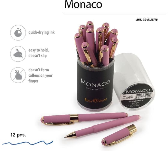 Шариковая ручка Bruno Visconti MONACO 0.5 мм, синяя, розовый корпус 20-0125/18