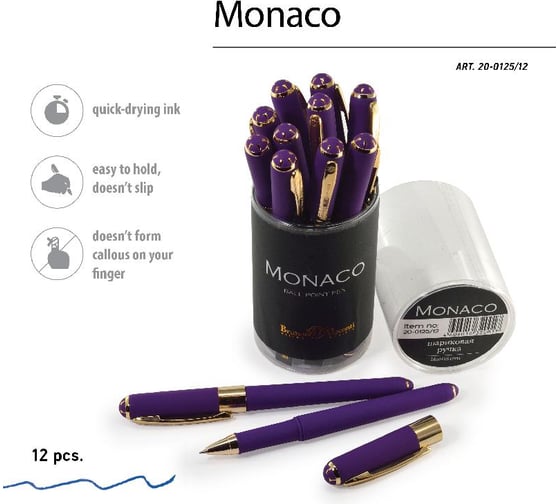 Шариковая ручка Bruno Visconti MONACO 0.5 мм, синяя, фиолетовый корпус 20-0125/12