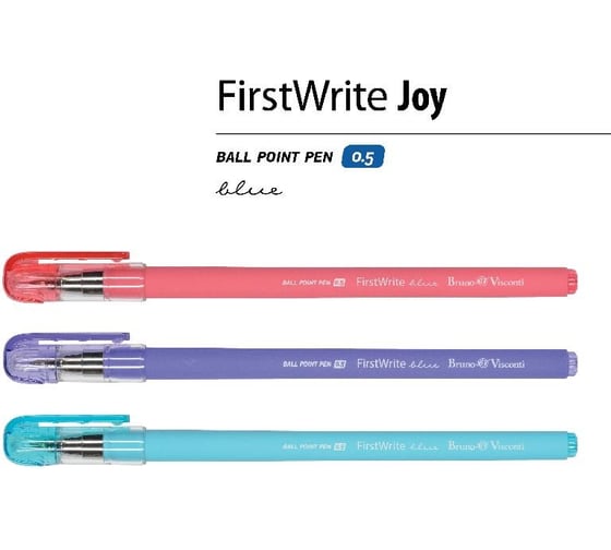 Шариковая ручка Bruno Visconti FirstWrite Joy 0.5 мм, синяя, 3 цвета корпуса 20-0283