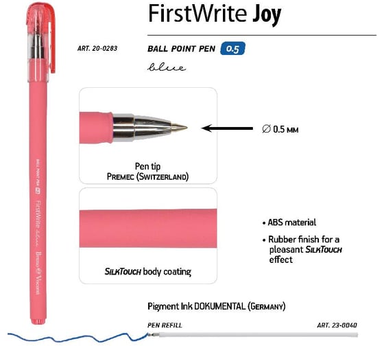 Шариковая ручка Bruno Visconti FirstWrite Joy 0.5 мм, синяя, 3 цвета корпуса 20-0283