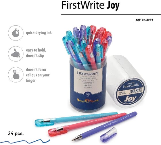 Шариковая ручка Bruno Visconti FirstWrite Joy 0.5 мм, синяя, 3 цвета корпуса 20-0283