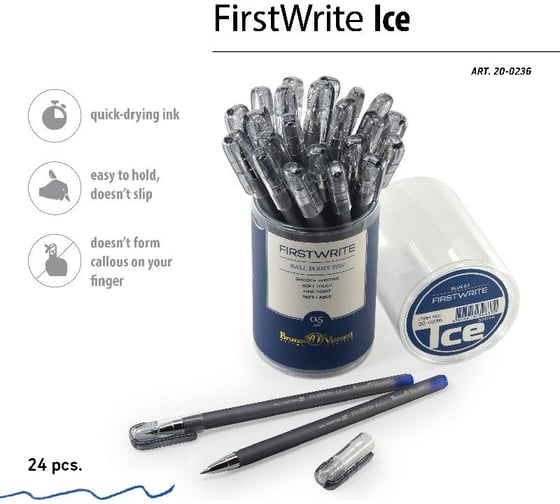 Шариковая ручка Bruno Visconti FirstWrite Ice 0.5 мм, синяя 20-0236