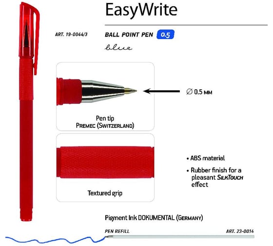 Шариковая ручка под персонализацию Bruno Visconti EasyWrite JOY красный корпус 0.5 мм, синяя 19-0044/3