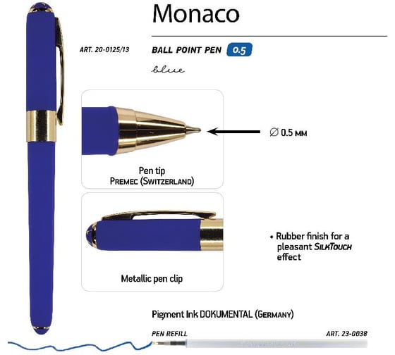 Шариковая ручка Bruno Visconti MONACO 0.5 мм, синяя, сине-фиолетовый корпус 20-0125/13