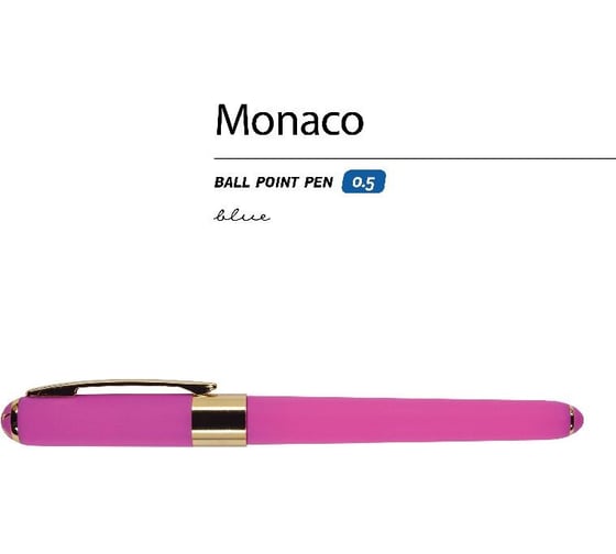 Шариковая ручка Bruno Visconti MONACO 0.5 мм, синяя, ярко-розовый корпус 20-0125/19