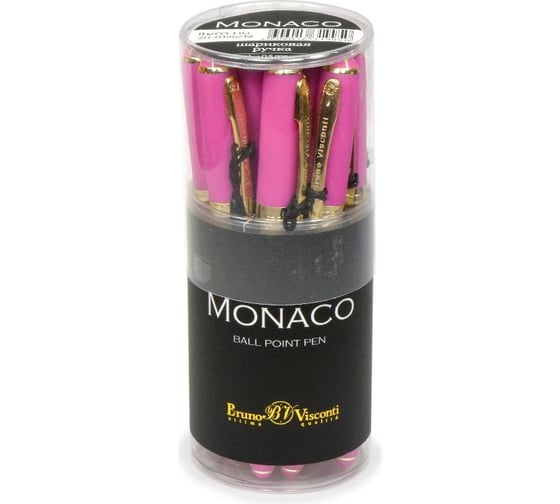 Шариковая ручка Bruno Visconti MONACO 0.5 мм, синяя, ярко-розовый корпус 20-0125/19
