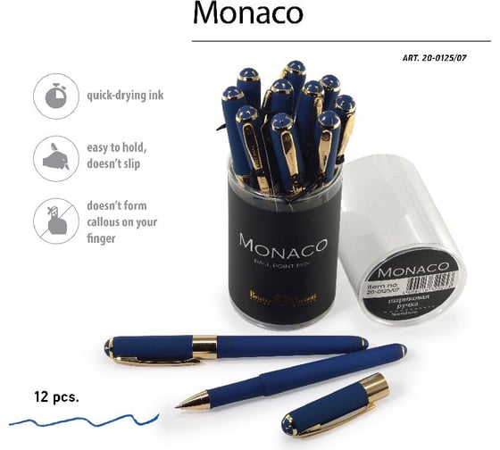 Шариковая ручка Bruno Visconti MONACO 0.5 мм, синяя, темно-синий корпус 20-0125/07