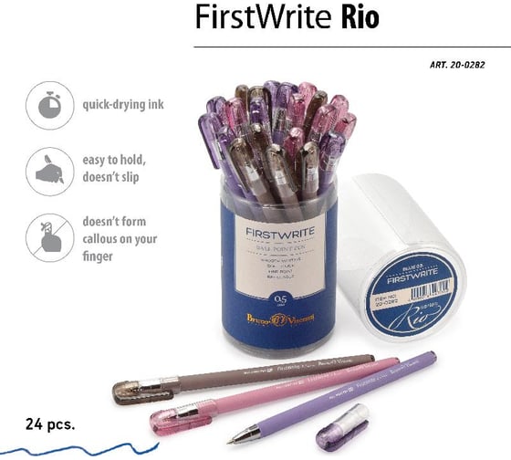 Шариковая ручка Bruno Visconti FirstWrite Rio 0.5 мм, синяя, 3 цвета корпуса 20-0282