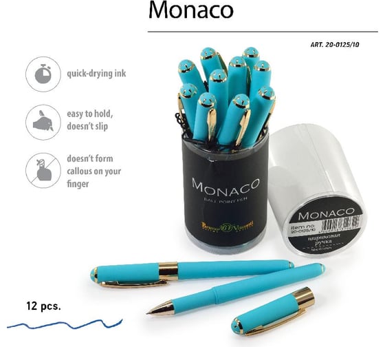 Шариковая ручка Bruno Visconti MONACO 0.5 мм, синяя, небесно-голубой корпус 20-0125/10