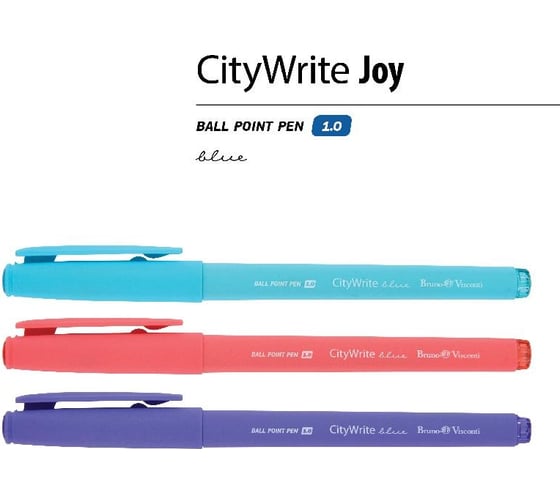 Шариковая ручка Bruno Visconti CityWrite JOY, 1.0 мм, синяя 3 цвета корпуса 20-0057