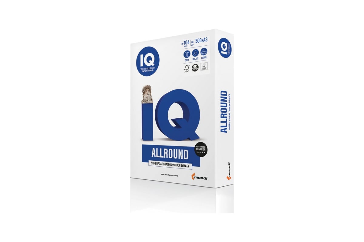 Бумага для офисной техники IQ Allround А4, марка B, 80 г/кв.м, 500 ...