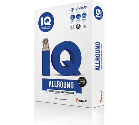 Бумага для офисной техники IQ Allround А4, марка B, 80 г/кв.м, 500 листов 65617