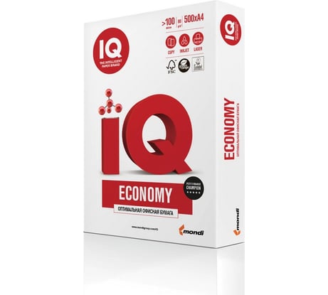 Бумага для офисной техники IQ Economy А4, марка C, 80 г/кв.м, 500 листов 47402