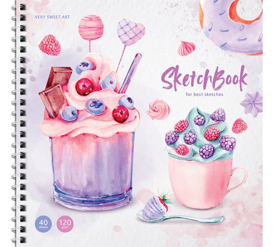 Скетчбук ArtSpace Dessert 40 листов, 190х190 мм, 7БЦ , 120 г/м2, офсет Сок40грг_38356 1