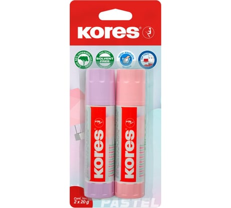 Клей-карандаш Kores Pastel 20 г, 2 шт 12827 1337952