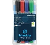 Набор перманентных маркеров Schneider Maxx 130 4 цвета, пулевидный, 1 мм 113094