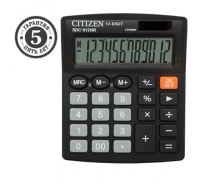 Настольный калькулятор Citizen 12 разрядов, двойное питание, черный SDC-812NR