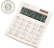 Настольный калькулятор Citizen 12 разрядов, двойное питание, белый SDC-812NR-WH
