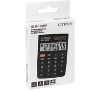 Карманный калькулятор Citizen 8 разрядов, двойное питание, 58х88х10 мм, черный SLD-100NR