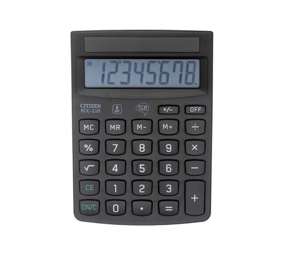 Настольный калькулятор Citizen 8 разрядов, питание от солнечной батареи ECC210
