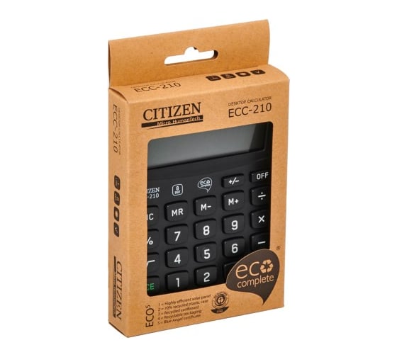 Настольный калькулятор Citizen 8 разрядов, питание от солнечной батареи ECC210