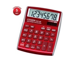 Настольный калькулятор Citizen 8 разрядов, двойное питание, красный CDC-80RDWB