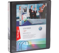 Папка на 4 кольцах BERLINGO панорама, 65 мм, ПВХ, черная ABp_46501