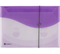 Каскадная папка Lamark на резинке, 4 отделения, 0,4 мм, А4 прозрачная/лиловая TF0404-LL