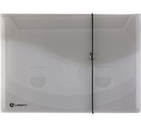 Каскадная папка Lamark на резинке, 4 отделения, 0,4 мм, А4, прозрачная/синяя TF0404-BL