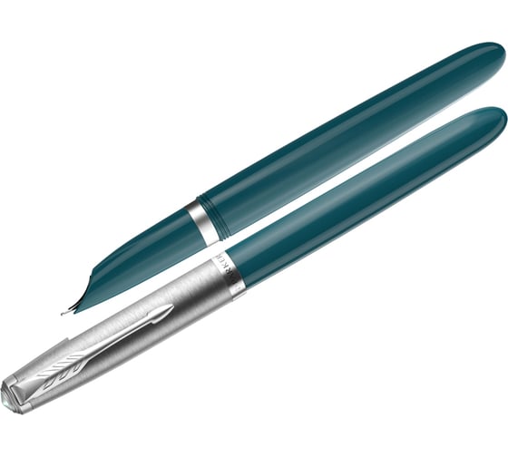 Перьевая ручка Parker 51 Teal Blue CT черная, 0.8 мм, подарочная упаковка 2123506