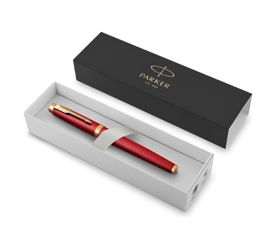Перьевая ручка Parker IM Premium Red GT синяя, 0.8 мм, подарочная упаковка 2143650