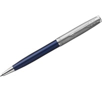 Шариковая ручка Parker Sonnet Sand Blasted Metal&Blue Lacquer черная, 1.0 мм, поворотный 2146640