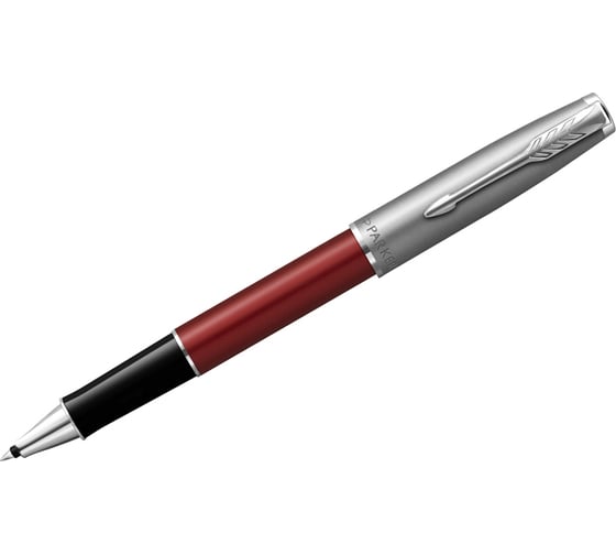 Ручка-роллер Parker Sonnet Sand Blasted Metal&Red Lacquer черная, 0.8 мм, подарочная упаковка 2146770