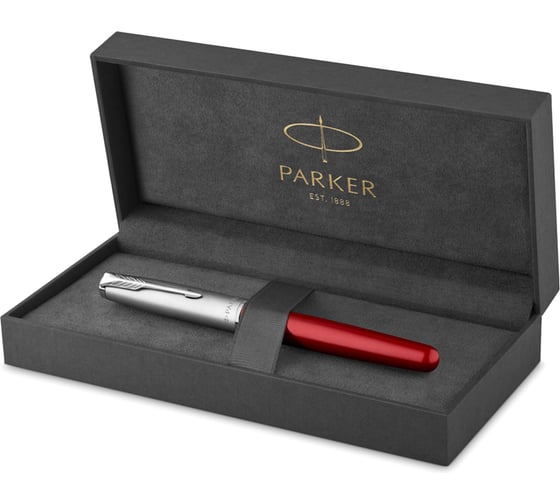 Ручка-роллер Parker Sonnet Sand Blasted Metal&Red Lacquer черная, 0.8 мм, подарочная упаковка 2146770