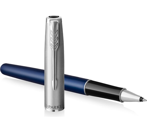 Ручка-роллер Parker Sonnet Sand Blasted Metal&Blue Lacquer черная, 0.8 мм, подарочная упаковка 2146639