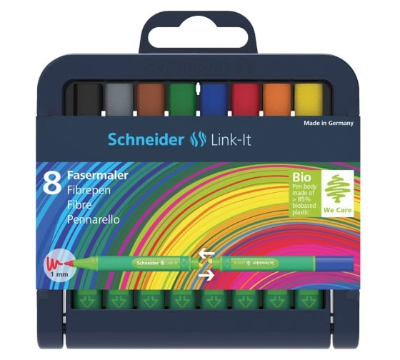 Набор капиллярных ручек-фломастеров Schneider Link-It 8 цветов, 1.0 мм, европодвес 192098