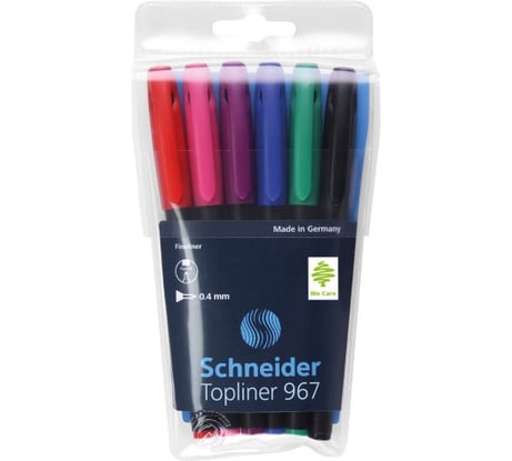 Набор капиллярных ручек Schneider Topliner 967 6 цветов, 0.4 мм, европодвес 196796