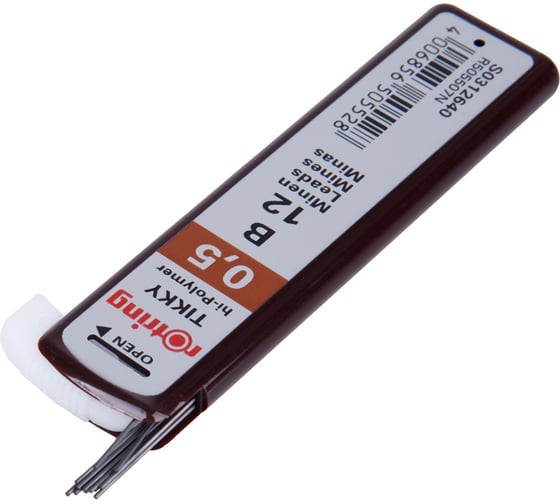 Грифели для механических карандашей Rotring Tikky 12 шт, 0,5 мм, B S0312640