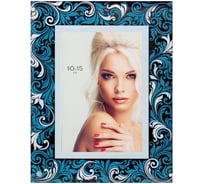 Стеклянная фоторамка OfficeSpace Узоры 10х15 см, синий РСТ_20565