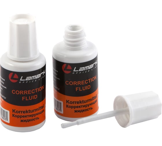 Корректирующая жидкость Lamark FLUID с кистью FLUID на основе растворителя, 20 мл, упак 10 шт CR0100