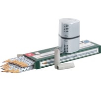 Набор чернографитных карандашей Faber-Castell Grip 2001 12 шт+2 ластика+точилки, заточенный 117080