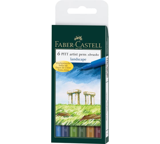 Набор капиллярных ручек Faber-Castell Pitt Artist Pen Brush Landscape 6 цветов, 6 шт 167105