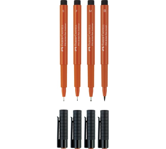 Набор капиллярных ручек Faber-Castell Pitt Artist Pen сангина, 4 шт, 0.3/0.5/0.7 мм/Brush 167102