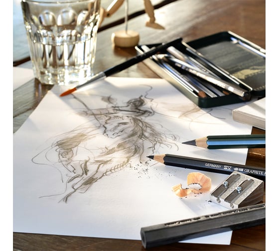 Набор чернографитных карандашей Faber-Castell Pitt Graphite 11 предметов, заточенный, металлический корпус 112972