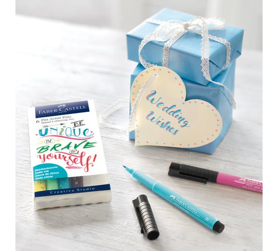 Набор капиллярных ручек Faber-Castell Pitt Artist Pen Lettering 6 шт, 0.3 мм/Brush 267116