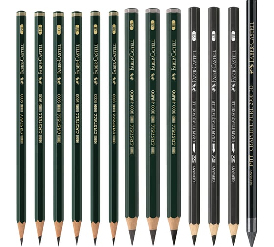 Набор чернографитных карандашей Faber-Castell Pitt Graphite 26 предметов, заточенный, металлический корпус 112974