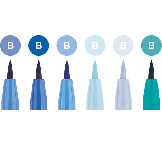 Набор капиллярных ручек Faber-Castell Pitt Artist Pen Brush Blues 6 цветов, 6 шт 167164